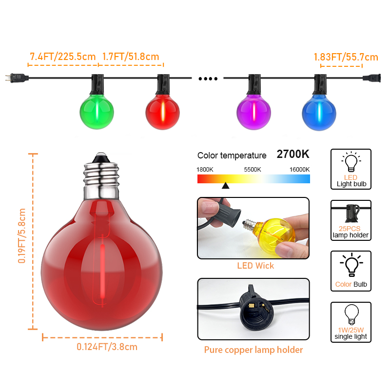 HCP099 G40塑料彩泡LED灯串